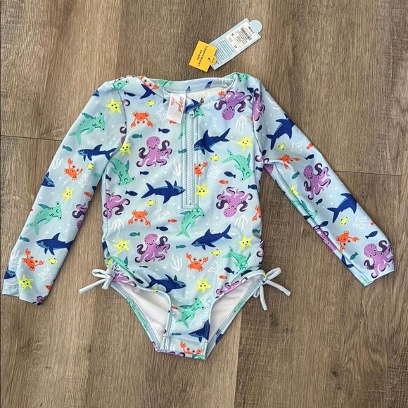 Cat & Jack Blue and Green Rashguard Swimwear - Picture 1 of 4